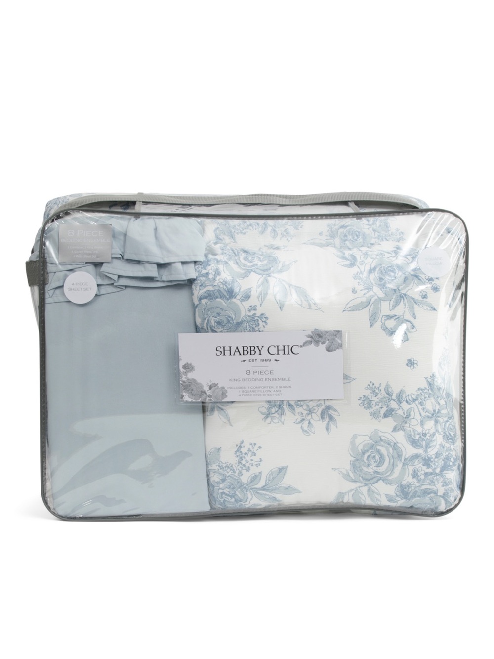 Shabby Chic Blue and White Floral‎ 8-Piece Bedding Ensemble